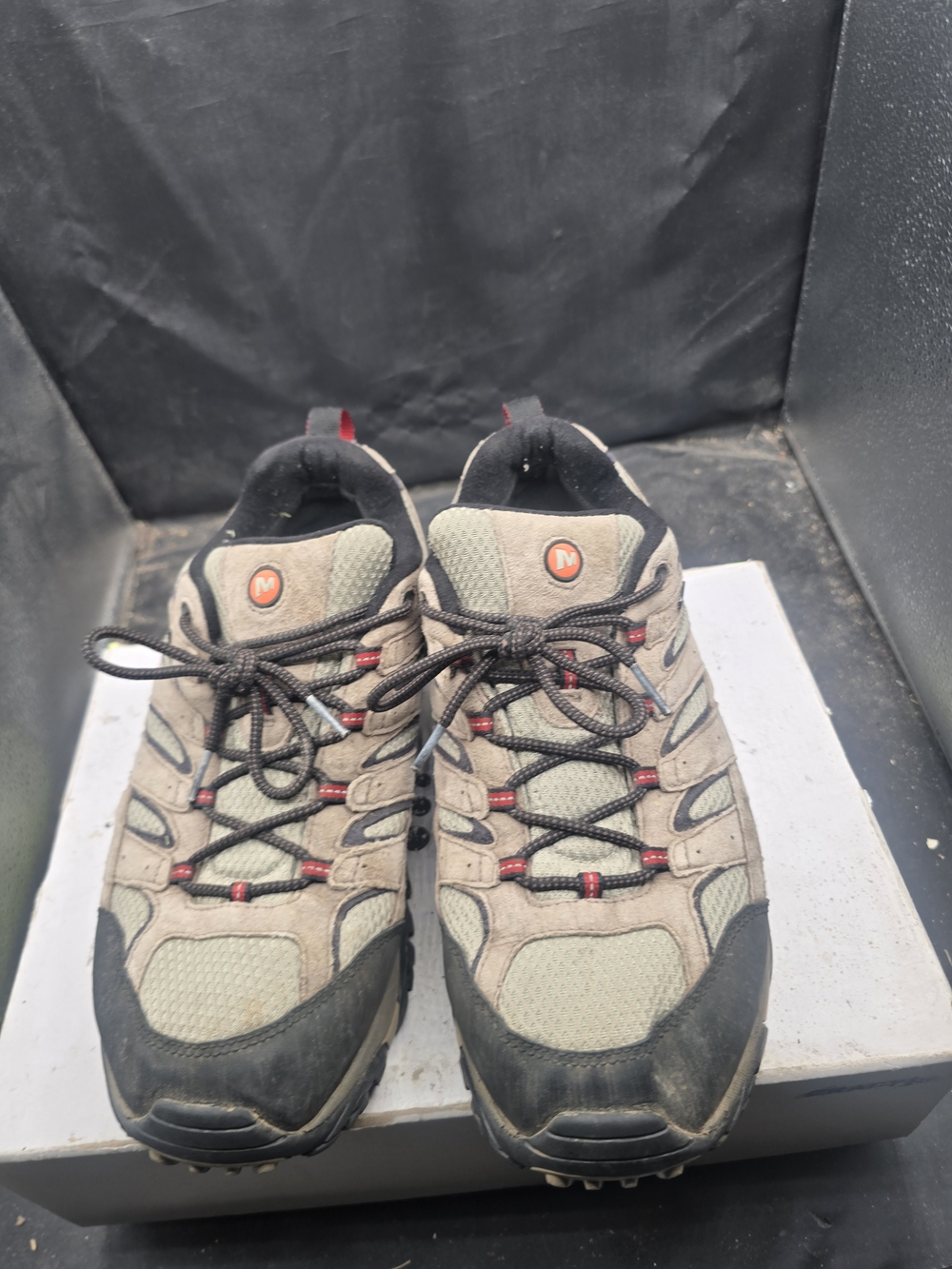 Merrell Men's Hiking Boots in Beige, Black and Red Accents